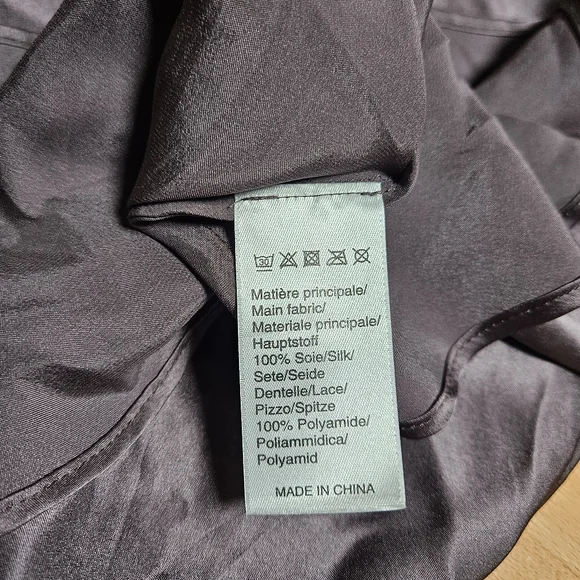 Silk Lace Trim Chemise Coquette Slip Dress Large - Picture 5 of 7